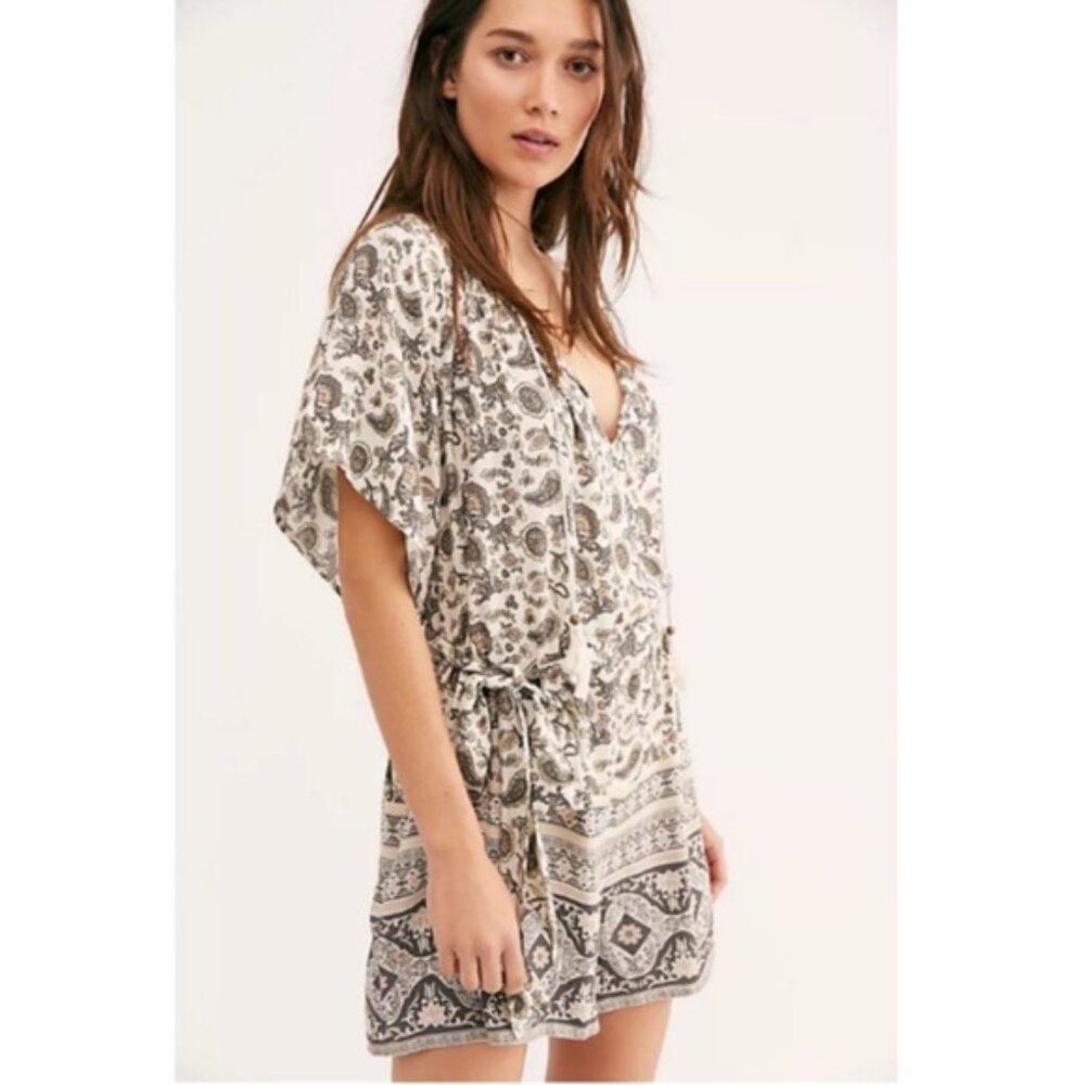 Spell & The Gypsy Boho Romper White Neutral Journey Style With Pockets Small